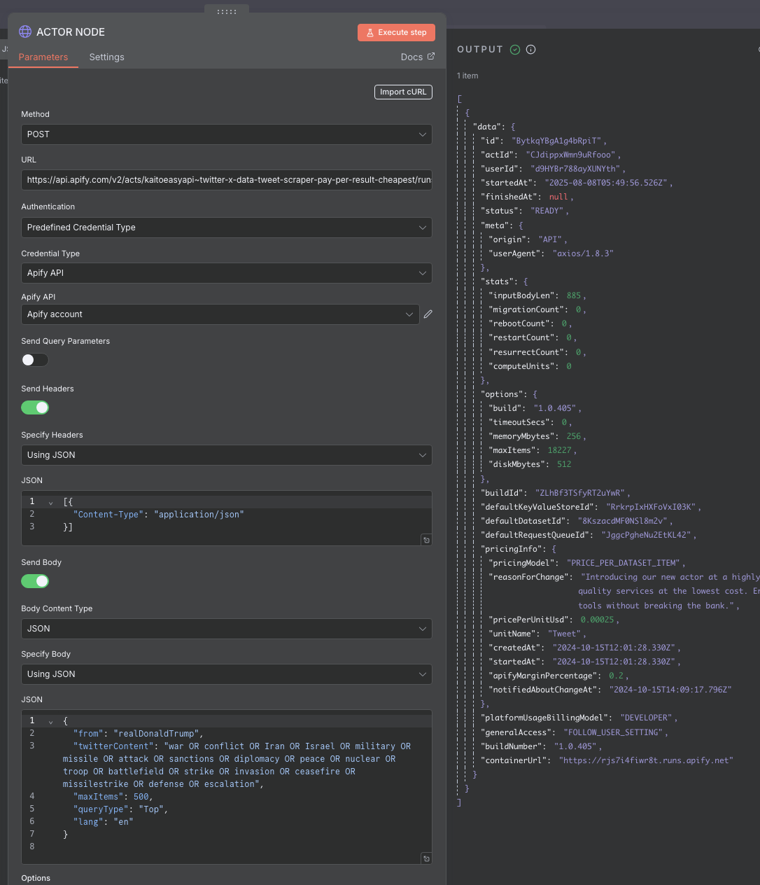 Apify Actor HTTP Node